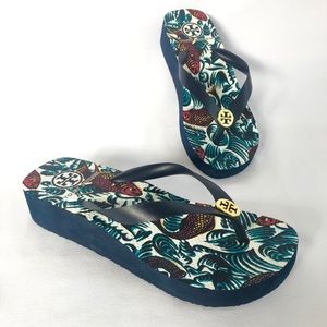 Tory Burch Multicolor Wedge Flip Flop Sandals